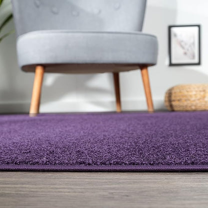 JONATHAN Y Haze Solid Low-Pile Purple 3x5 Oval Indoor Area Rug, Coastal,Bohemian,Minimalist,Classic, Easy-Cleaning for Living Room,Bedroom,Kitchen,Pet Friendly,Non-Shedding (SEU100N-3OV)