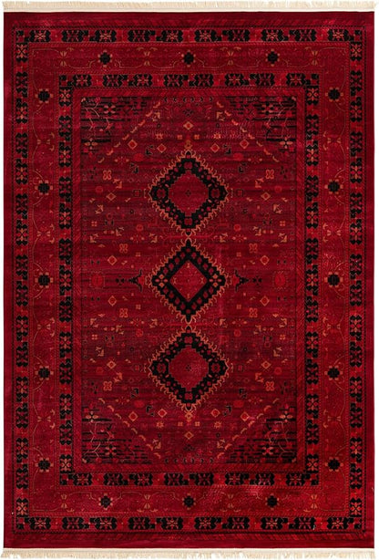 Unique Loom Tekke Collection Area Rug - Sheibani (10' x 14' 1" Rectangle, Red/ Black)
