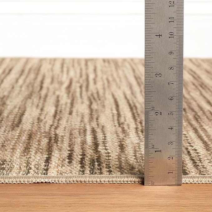 Dash & Albert Clay Natural Machine Washable Rug, Runner-2.5 X 8 Feet, Natural Stripe Pattern