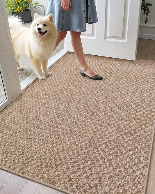 Color&Geometry Large Front Door Mat Indoor Entrance Non Slip Rubber Backed, 32"x48" Indoor Door Mats for Entryway, Dirt Trapper Double Doormat, Washable Front Door Rugs, Khaki (Rolled-up NO Creases)