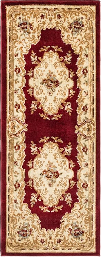 Rugs.com Chateau Collection Rug – 2' x 5' 3 Runner Red Medium Rug Perfect for Hallways, Entryways