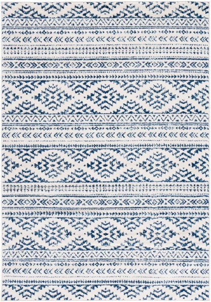 SAFAVIEH Tulum Collection Accent Rug - 2' x 4', Ivory & Navy, Moroccan Boho Tribal Design, Non-Shedding & Easy to Clean, Ideal for Front Door, Kitchen, Entryway, Foyer (TUL272D)