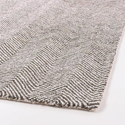 Modern Herringbone Chevron Collection Handcrafted Wool Area Rug - Durable, Zigzag Pattern, for High Traffic, Contemporary Design for Living Room, Bedroom, Dining Room Decor (Dark Olive, 7' x 9')