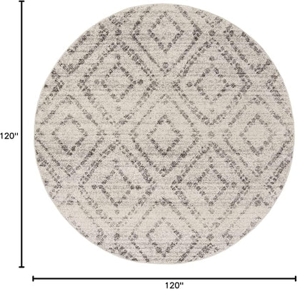 SAFAVIEH Adirondack Collection Area Rug - 10' Round, Light Grey & Grey, Modern Diamond Distressed Design, Non-Shedding & Easy Care, Ideal for High Traffic Areas in Living Room, Bedroom (ADR131C)