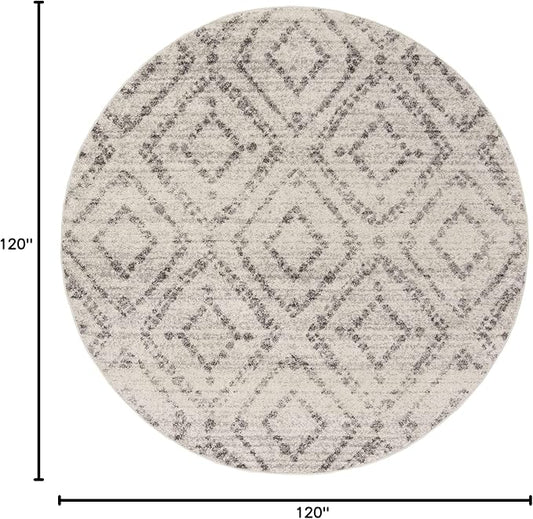 SAFAVIEH Adirondack Collection Area Rug - 10' Round, Light Grey & Grey, Modern Diamond Distressed Design, Non-Shedding & Easy Care, Ideal for High Traffic Areas in Living Room, Bedroom (ADR131C)