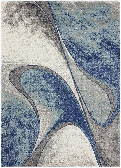 LUXE WEAVERS Spiral Abstract Blue 5x7 Area Rug