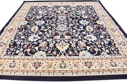 Unique Loom Sialk Hill Collection Area Rug - Washington (8' Square Navy Blue/Cream)
