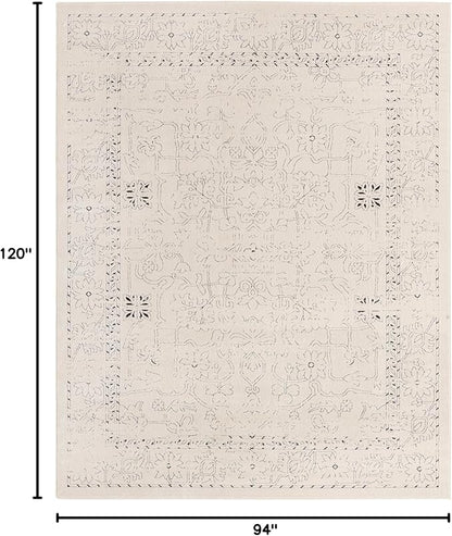 Unique Loom Isabella Collection Area Rug - Adjani (7' 10" x 10' Rectangle, White/ Blue)