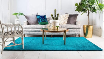 Unique Loom Solo Collection Area Rug - Calabasas (5' 3" x 7' 7" Rectangle, Turquoise)