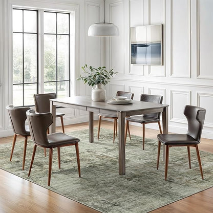 Abstract Rug 5x7 Machine Washable Area Indoor Green Black Low Pile Non-Slip Foldable Thin Accent Rugs for Bedroom Living Room Dining Room