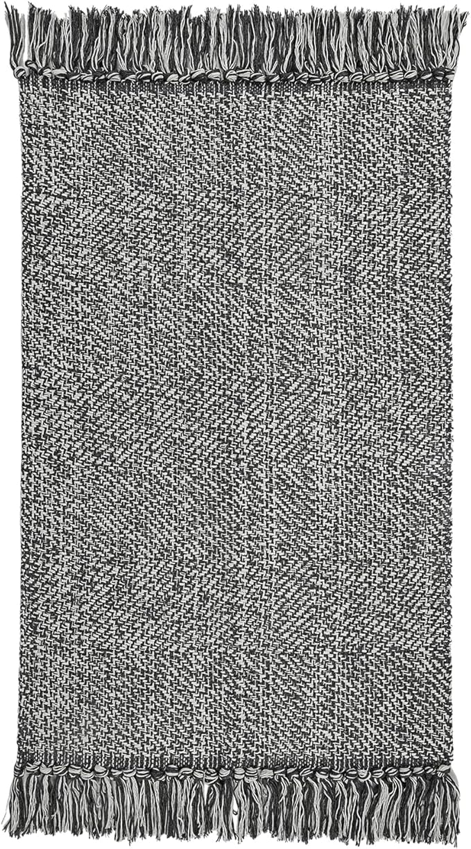 Collive Hallway Runner Rug, 2' x 5' Soft Washable Kitchen Runner Rug, Grey Contemporary Modern Laundry Room Rugs Indoor Hand-Woven Cotton Carpet for Bedroom Entryway Front Door Farmhouse
