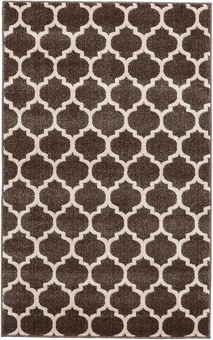 Rugs.com Lattice Collection Rug – 3' x 5' Chocolate Brown Medium Rug Perfect for Entryways, Kitchens, Breakfast Nooks, Accent Pieces