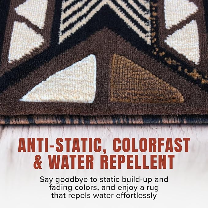 YHSF South West Native American Area Rug C318 - Easy Clean, Thick, Soft, Durable Native Tribal American Indian Inspired Rug for Bedroom/Living Room and more - Chocolate Brown, 2 Feet x 3 Feet 4 Inches