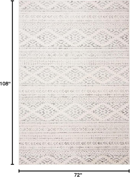 SAFAVIEH Area Rug 6x9 - Tulum Collection - Ivory & Grey, Moroccan Boho Tribal Design, Non-Shedding & Easy to Clean, Ideal for Living Room, Bedroom, Dining Space (TUL272A)