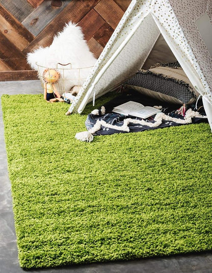 Unique Loom Solid Shag Collection Area Rug (9' x 12' Rectangle, Grass Green)