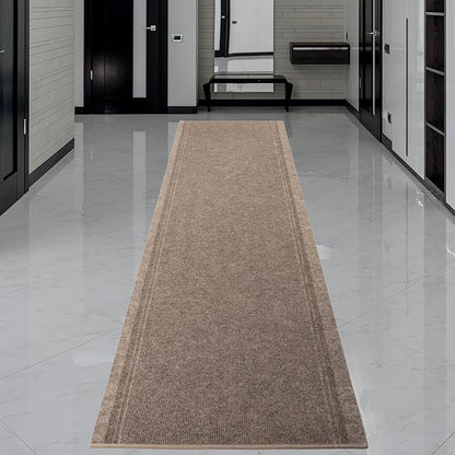 English Home Custom Size Anti Slip Striped Design Light Weight Durable TPR Backing Thin Pile Runner Rug (26" x 2')