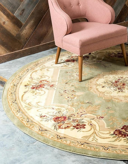 Unique Loom Versailles Collection Traditional Classic Floral Motif Area Rug (4' 0 x 4' 0 Square, Green/ Ivory)