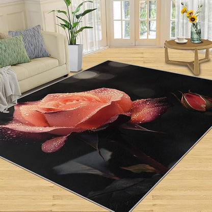2x4 Florals Runner Rug for Hallway - Natural Flowers Kitchen Mat, Realistic Rose Kitchen Runner Rug Soft Non Slip Anti Fatigue for Laundry Room Indoor Hallways
