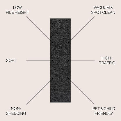 JONATHAN Y Haze Solid Low-Pile Black Runner Rug 2x10, Coastal,Bohemian,Minimalist,Classic, Easy-Cleaning for Living Room,Bedroom,Kitchen,Pet Friendly,Non-Shedding (SEU100I-210)
