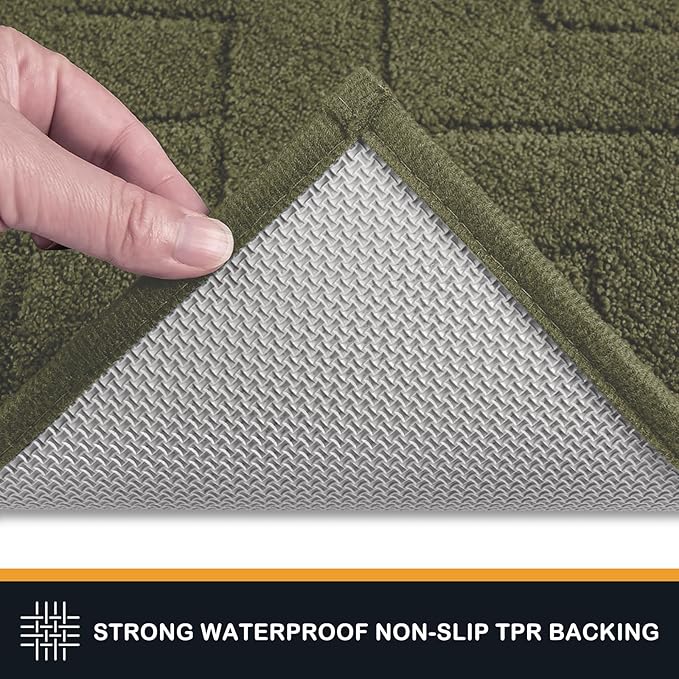 PURRUGS Dirt Trapping Door Mat 32" x 70", Non-Slip Machine Washable Entry Rug, Shoe Scraper, Dog Doormat, Super Absorbent Welcome Mat for Front & Back Door, Muddy Wet Shoes & Paws, Sage Green