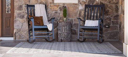 Unique Loom Outdoor Trellis Collection Area Rug - Tribal Trellis (7' 1" x 10' Rectangle, Gray/ Black)