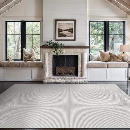 Beverly Rug Micro Loop Area Rug White 5x7 Modern Luxury Soft Trellis Geometric Durable Indoor Area Rugs for Living Dining Room Office Stain Resistant Non Shedding Casual Indoor Carpet White 5 x 7