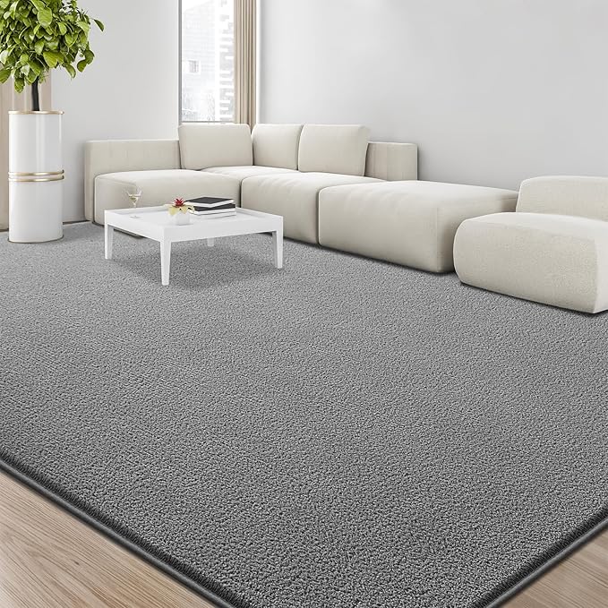 Large Area Rugs for Living Room Bedroom, 6x9 Feet Grey Rug, Minimalist Modern Shag Rug, Soft Thick Comfy Memory Foam Indoor Carpet, Non-Slip Washable Rug for Boys Girls Dorm Nursery Room Home Decor