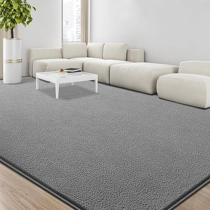 Large Area Rugs for Living Room Bedroom, 6x9 Feet Grey Rug, Minimalist Modern Shag Rug, Soft Thick Comfy Memory Foam Indoor Carpet, Non-Slip Washable Rug for Boys Girls Dorm Nursery Room Home Decor