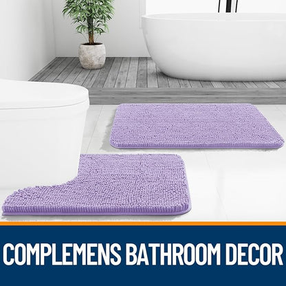 OLANLY Bathroom Rugs 36x24, Extra Soft Absorbent Chenille Bath Rugs, Rubber Backing Quick Dry, Machine Washable Bath Mats for Bathroom Floor, Tub and Shower, Home Decor Accessories, Lavender