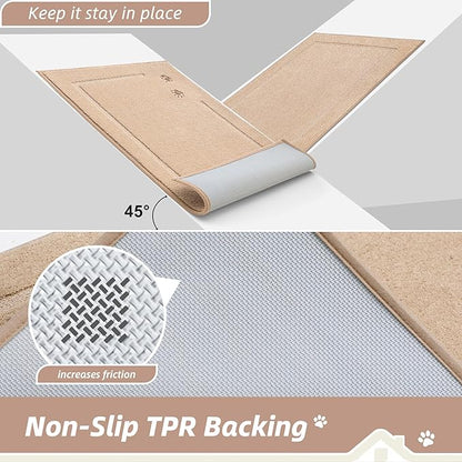 BEQHAUSE Dog Door Mat for Muddy Paws 32"x48" Dirt Trapper Absorbent Doormat Non Slip Entryway Rugs Washable Stain Resistant Welcome Floor Mat Soft Low-Profile for Front Back Door, Beige