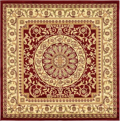 Unique Loom Versailles Collection Traditional Classic Medallion Floral Motif Area Rug (6' 0 x 6' 0 Square, Burgundy/ Ivory)