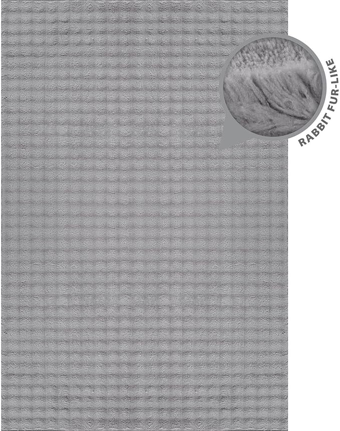 CAMILSON Modern Gray Non Slip Rug 5x7 Ultra Soft High Pile Area Rugs Non Skid Rubber Backing Durable & Easy to Clean Carpet for Living Room Bedroom Kids Room Indoor Use (5 x 7 Gray)
