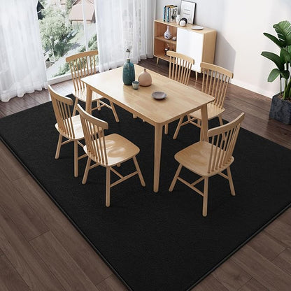 Large Modern Area Rugs for Living Room Bedroom, 7x10 Feet Black Ultra Soft Solid Thickened Memory Foam Indoor Minimalist Carpets, Non-Slip Comfy Rugs for Boys Girls Nursery Kids Room Home Décor