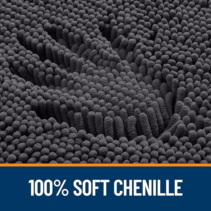 OLANLY Bathroom Rugs 30x20, Extra Soft Absorbent Chenille Bath Rugs, Rubber Backing Quick Dry, Machine Washable Bath Mats for Bathroom Floor, Tub and Shower, Home Decor Accessories, Dark Grey