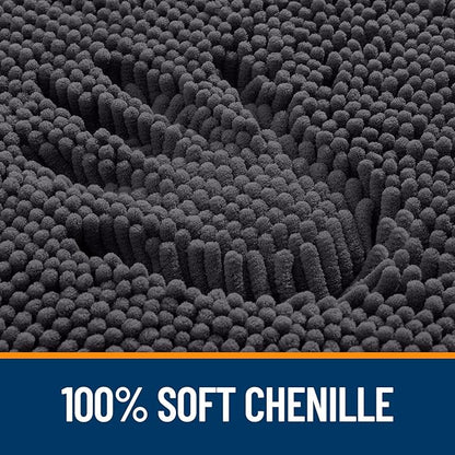 OLANLY Bathroom Rugs 50x30, Extra Soft Absorbent Chenille Bath Rugs, Rubber Backing Quick Dry, Machine Washable Bath Mats for Bathroom Floor, Tub and Shower, Home Decor Accessories, Dark Grey
