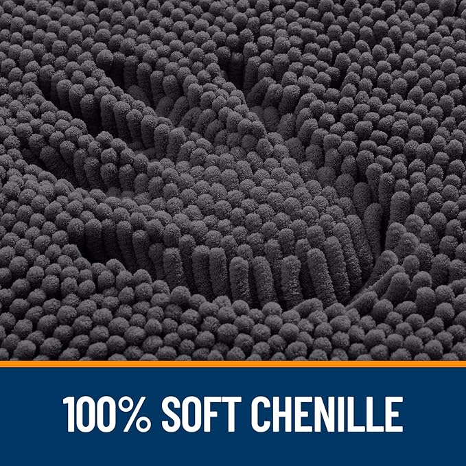 OLANLY Bathroom Rugs 70x46, Extra Soft Absorbent Chenille Bath Rugs, Rubber Backing Quick Dry, Machine Washable Bath Mats for Bathroom Floor, Tub and Shower, Home Decor Accessories, Dark Grey