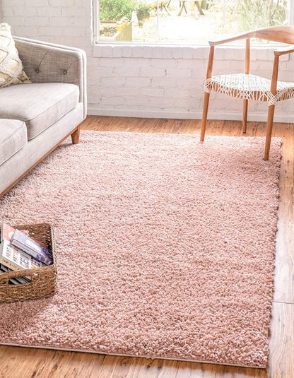 Unique Loom Davos Shag Collection Area Rug - Solid (4' 1" x 6' 1" Rectangle, Dusty Rose)