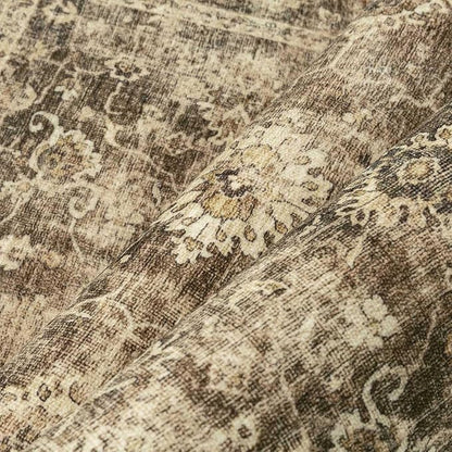 9x12 Brown Vintage Area Rug for Living Room Bedroom Large Distressed Rustic Carpet Non-Slip Low Pile Lightweight Vacuumable Soft Washable Throw Rug for Indoor Dining Room