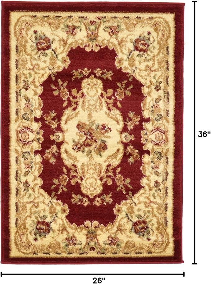 Rugs.com Chateau Collection Rug – 2' x 3' Cream Medium Rug Perfect for Entryways, Kitchens, Breakfast Nooks, Accent Pieces