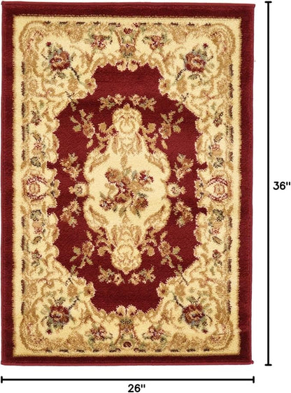 Rugs.com Chateau Collection Rug – 2' x 3' Cream Medium Rug Perfect for Entryways, Kitchens, Breakfast Nooks, Accent Pieces