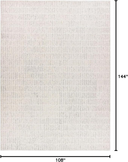 Hand-Tufted 100% Wool Area Rug – Unique Modern Geometric Grid Pattern, Soft Plush Textured Carpet for Living Room, Bedroom, Dining Room & Entryway (Grey, 9' x 12')