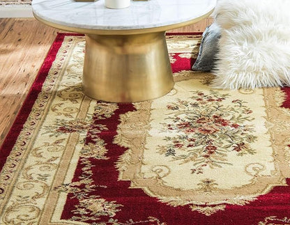 Unique Loom Versailles Collection Traditional Classic Floral Motif Area Rug (4' 0 x 6' 0 Rectangular, Burgundy/ Ivory)