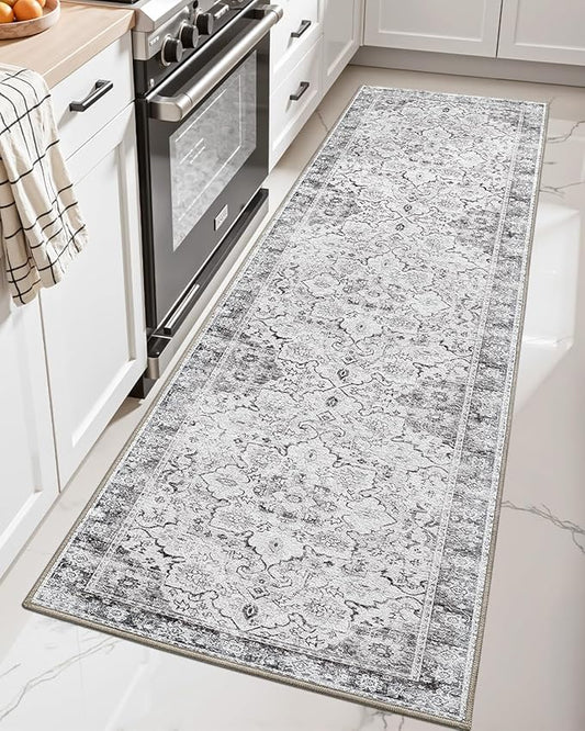 LUMI Washable Kitchen Rug 2x6 for Floor, Non Slip Runner Rugs with Rubber Backing, Low Pile Comfort Area Carpet for Standing, Living Room, Entryway, Laundry, Hallways