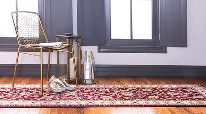 Unique Loom Voyage Collection Traditional Oriental Classic Intricate Design Area Rug (2' 0 x 8' 0 Runner, Red/Gold)