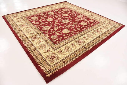 Unique Loom Voyage Collection Traditional Oriental Classic Intricate Design Area Rug (8' 0 x 8' 0 Square, Red/Gold)