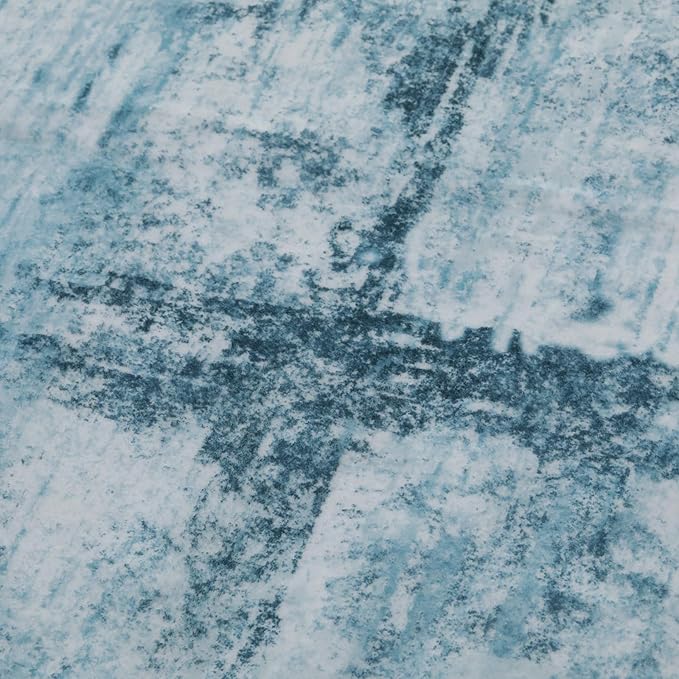 Round 5ft Area Rug Modern Abstract Washable for Living Room Entryway Dining Room Home Office Teal Gray