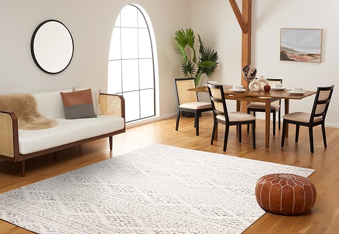 SAFAVIEH Area Rug 12x15 - Tulum Collection - Large - Ivory & Grey, Moroccan Boho Tribal Design, Non-Shedding & Easy to Clean, Ideal for Living Room, Bedroom, Dining Space (TUL272A)