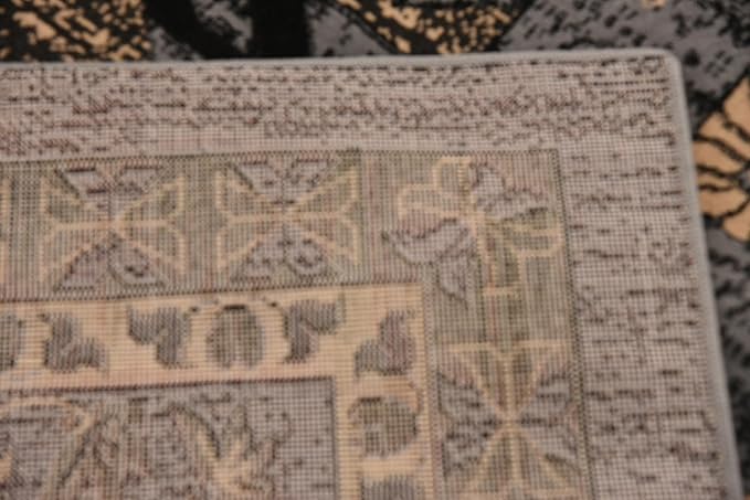 Unique Loom Taftan Collection Border Geometric Tribal Inspired Design Area Rug (8' 0 x 8' 0 Square, Gray/ Black)