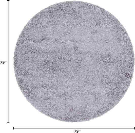 Unique Loom Davos Shag Collection Area Rug - Solid (6' 7" Round, Sterling)