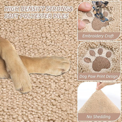 BEQHAUSE Dog Door Mat for Muddy Paws 20"x32" Dirt Trapper Absorbent Doormat Non Slip Entryway Rugs Washable Stain Resistant Welcome Floor Mat Soft Low-Profile for Front Back Door, Beige
